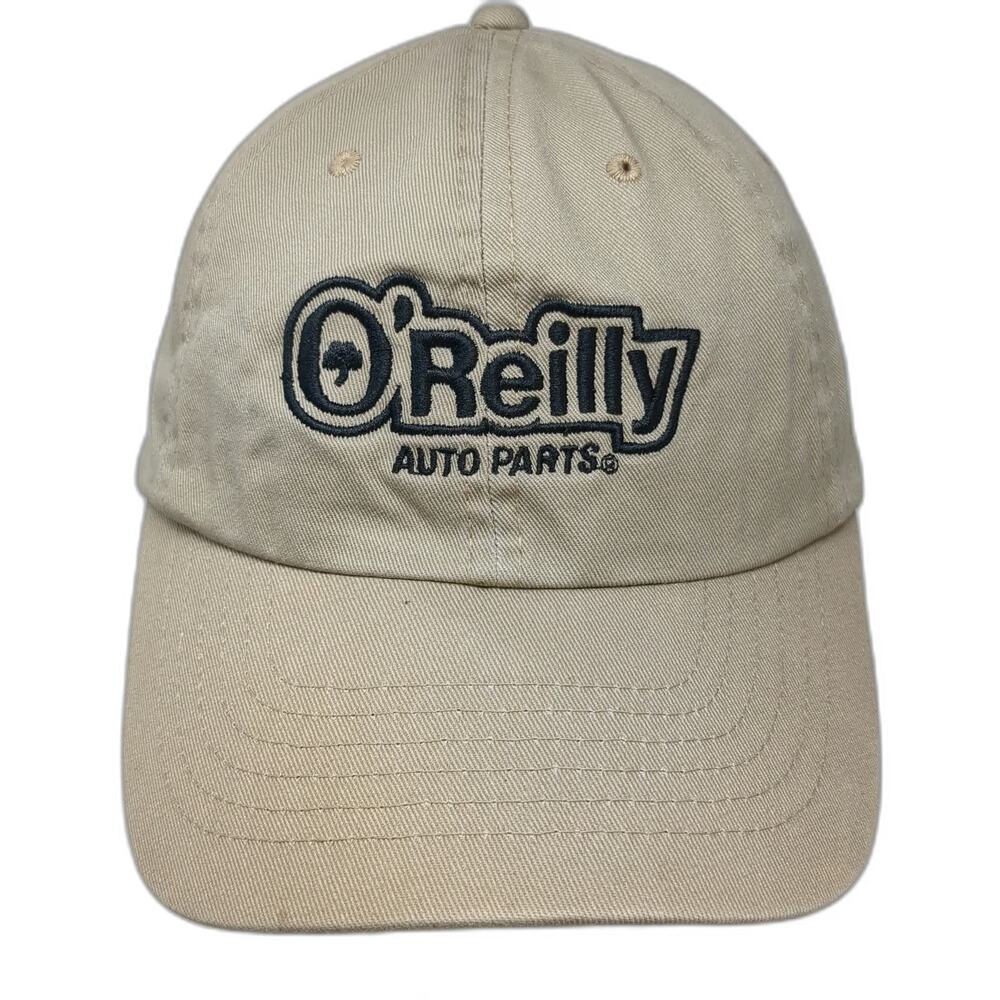 O'Reilly Auto Parts Baseball Cap Beige One Size Adjustable Strap Embroidered Hat